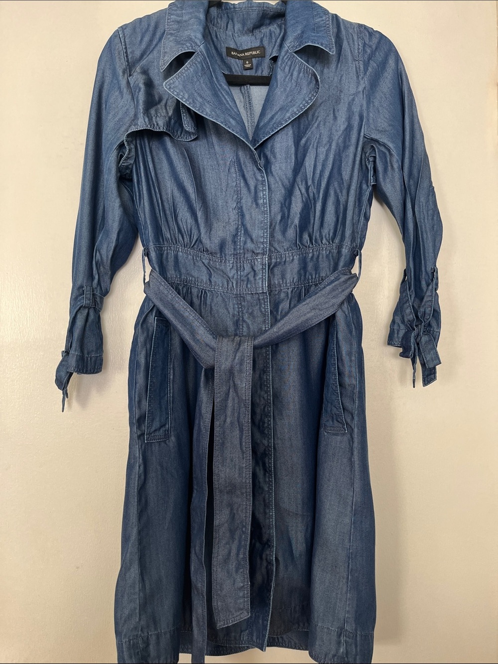 Banana Republic Blue Chambray Shirt Dress with Tie Waist